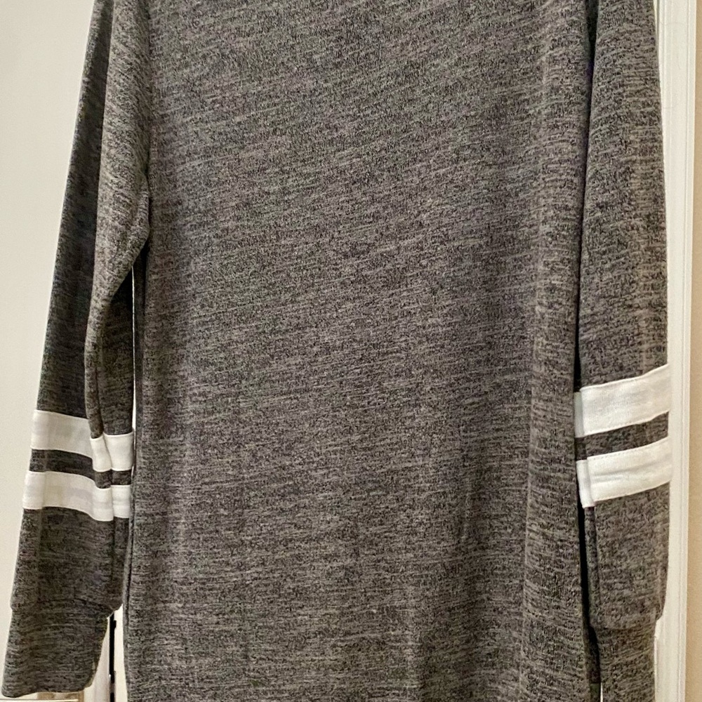 Gray Sweater with White Stripes